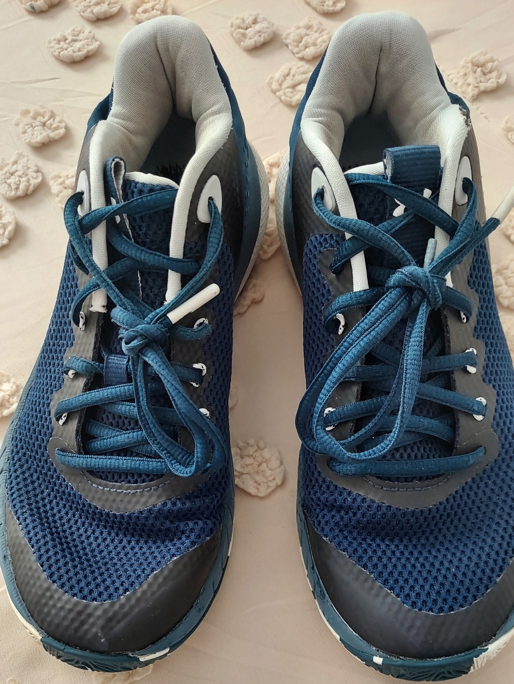 Under Armour Navy Blue and White Athletic Shoes